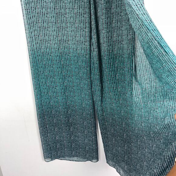 NIC+ZOE XS Satin Ombre Print High Rise Wide Leg Chiffon Pants Green - Picture 3 of 10